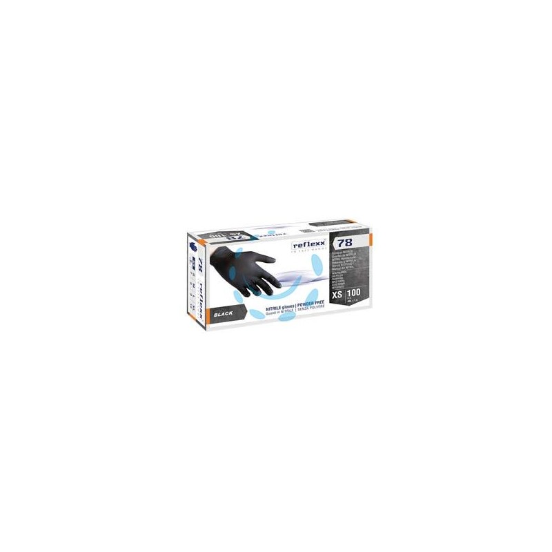 GUANTO IN NITRILE GR.4,0 SENZA POLVERE NERO R78 - tg.S in conf. da 100 pz. 