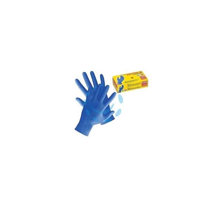 GUANTI IN NITRILE SENZA POLVERE AZZURRI - tg.M in conf. da pz.100 (PG506.20)