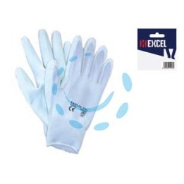 GUANTI DA LAVORO IN POLIESTERE PALMO IN POLIURETANO BIANCO - tg.S misura 7