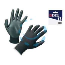 GUANTI DA LAVORO IN POLIESTERE CON PALMO RICOPERTO IN POLIURETANO NERO - tg.XL misura 10 