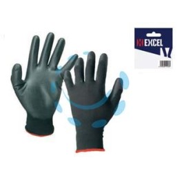 GUANTI DA LAVORO IN POLIESTERE PALMO RICOPERTO IN LATTICE RUGOSO NERO - tg.L misura 9