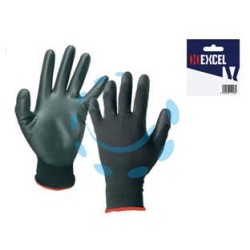 GUANTI DA LAVORO IN POLIESTERE PALMO RICOPERTO IN LATTICE RUGOSO NERO - tg.XL misura 10