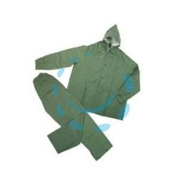 IMPERMEABILE GIACCA/PANTALONE IN PVC BISPALMATO PLP VERDE - tg. XL