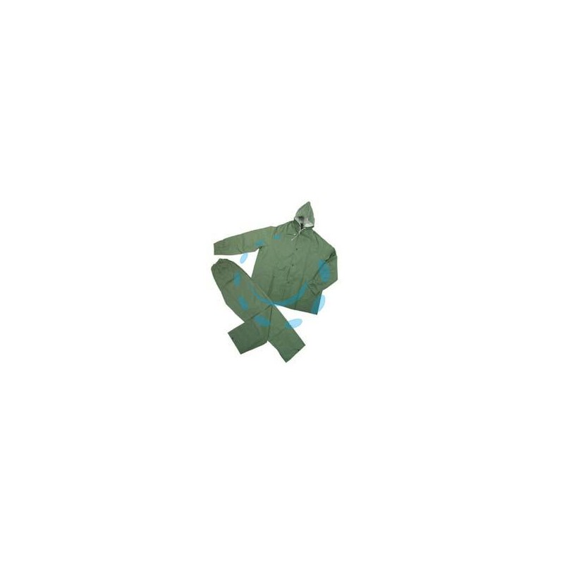 IMPERMEABILE GIACCA/PANTALONE IN PVC BISPALMATO PLP VERDE - tg. XL