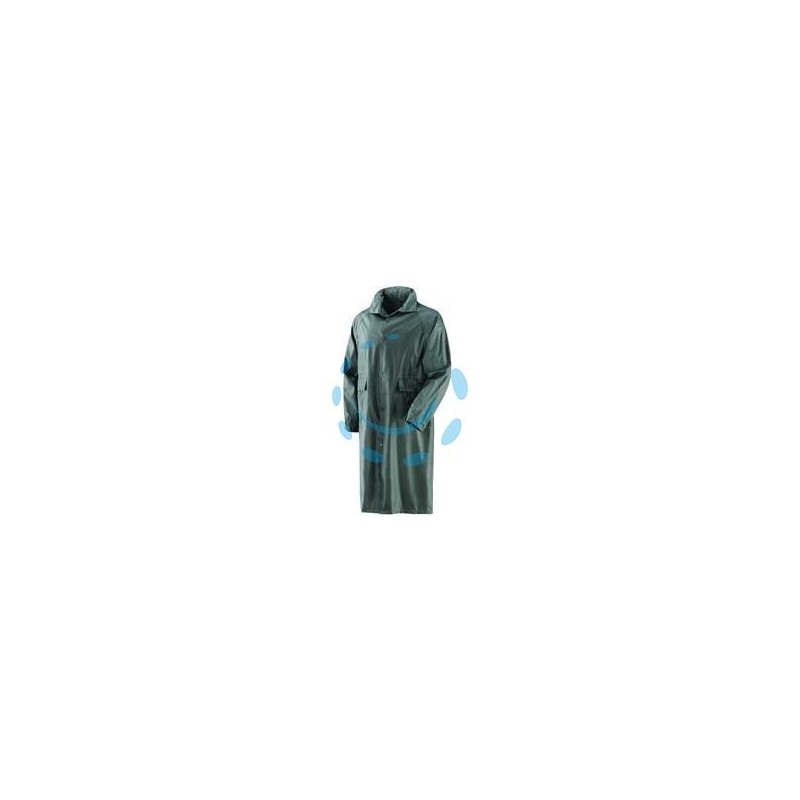 IMPERMEABILE CAPPOTTO IN NYLON SPALMATO IN PVC VERDE - tg.L