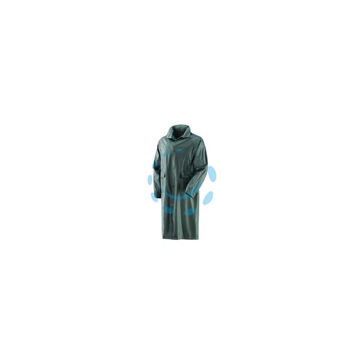 IMPERMEABILE CAPPOTTO IN NYLON SPALMATO IN PVC VERDE - tg.L