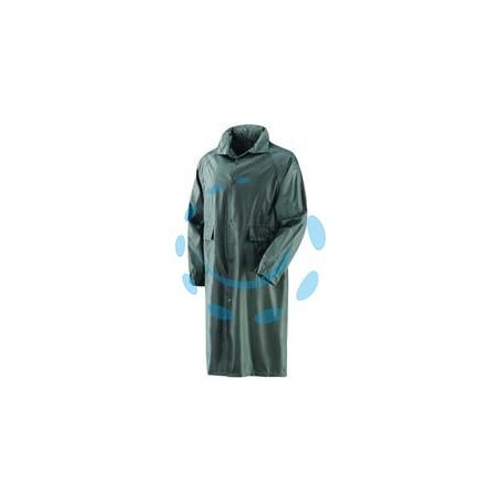 IMPERMEABILE CAPPOTTO IN NYLON SPALMATO IN PVC VERDE - tg.XL