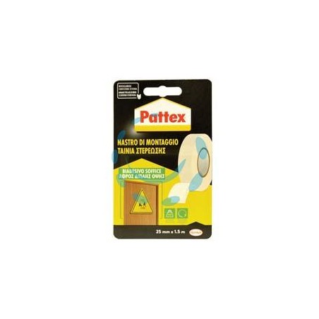 PATTEX NASTRO BIADESIVO SOFFICE - mm.25h in rotoli da mt.1,5