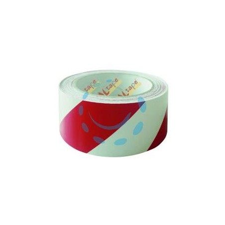 NASTRO SEGNALETICO ADESIVO IN PVC BIANCO/ROSSO - mm.50h. rotoli da mt.33