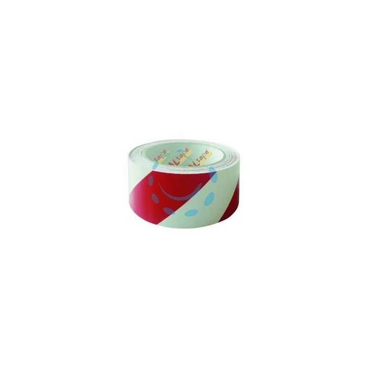 NASTRO SEGNALETICO ADESIVO IN PVC BIANCO/ROSSO - mm.50h. rotoli da mt.33