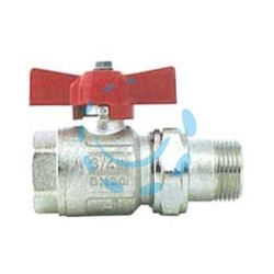  VALVOLA A SFERA M/F PER COLLETTORI MANIGLIA FARFALLA "IDEAL" ART.098 - MF 3/4" - pressione esercizio 40 bar