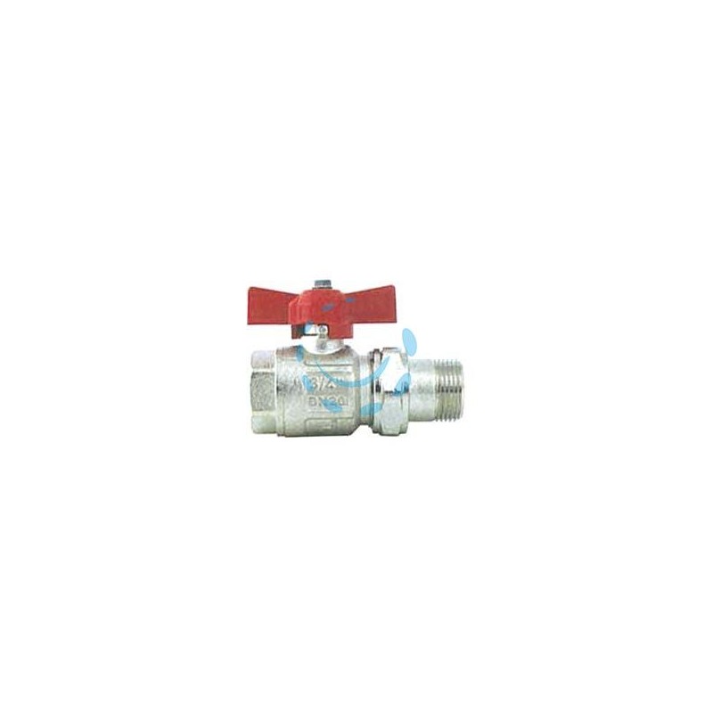  VALVOLA A SFERA M/F PER COLLETTORI MANIGLIA FARFALLA "IDEAL" ART.098 - MF 3/4" - pressione esercizio 40 bar