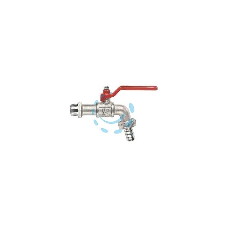RUBINETTO A SFERA PESANTE CON MANIGLIA A LEVA ART.132 - M 1/2" con portagomma F 3/4"