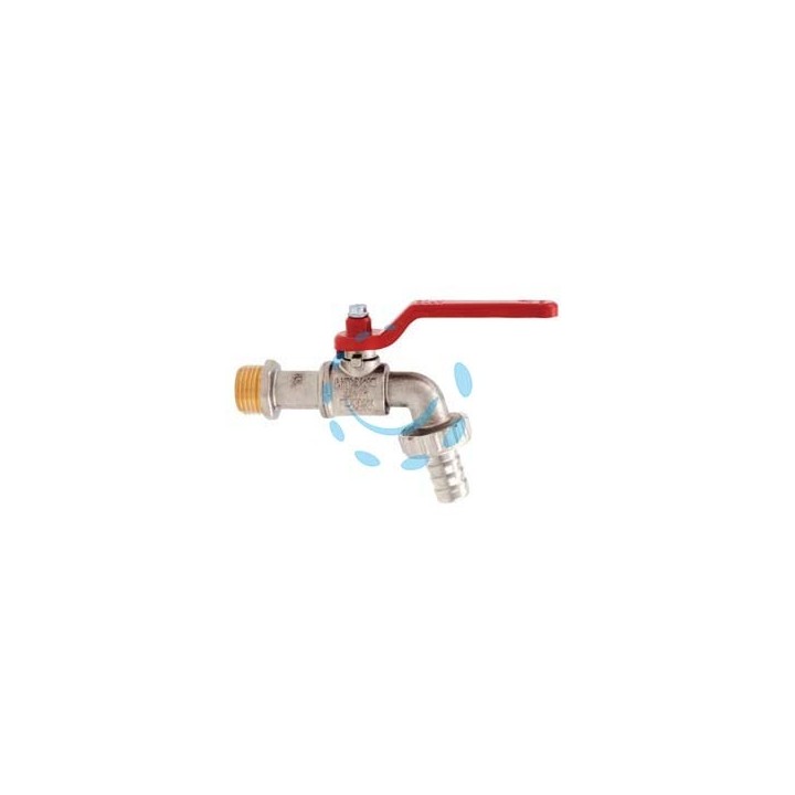 RUBINETTO A SFERA CON MANIGLIA A LEVA ART.166 - M 1/2" con portagomma F 3/4"