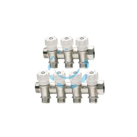 COLLETTORE DI DISTRIBUZIONE COMPONIBILE CON VALVOLE ART.465 - MM 3/4" - 3 derivazioni M 1/2"
