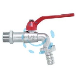 RUBINETTO A SFERA CON MANIGLIA A LEVA - M 3/8" con portagomma F 3/4"