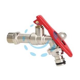 RUBINETTO A SFERA CON MANGLIA A LEVA E CHIUSURA CON LUCCHETTO - M 1/2" con portagomma F 3/4"