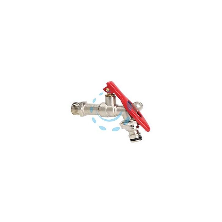 RUBINETTO A SFERA CON MANGLIA A LEVA E CHIUSURA CON LUCCHETTO - M 3/4" con portagomma F 1"