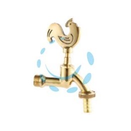 RUBINETTO ARTISTICO IN OTTONE ORO LUCIDO GALLO LIMP - attacco M1/2" - raccordo terminale M 3/4"