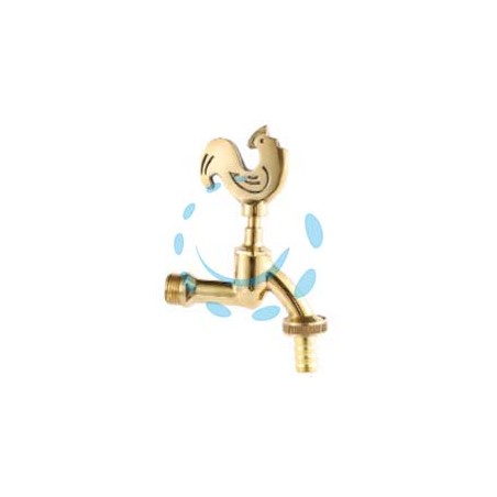 RUBINETTO ARTISTICO IN OTTONE ORO LUCIDO GALLO LIMP - attacco M1/2" - raccordo terminale M 3/4"