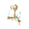 RUBINETTO ARTISTICO IN OTTONE ORO LUCIDO GALLO LIMP - attacco M1/2" - raccordo terminale M 3/4"