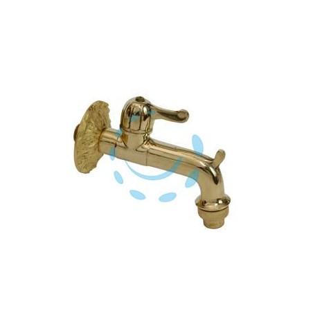 RUBINETTO ARTISTICO IN OTTONE A LEVA ORO LUCIDO attacco M 1/2"