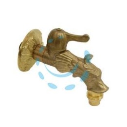 RUBINETTO ARTISTICO IN OTTONE A LEVA ORO ANTICATO attacco M 1/2'