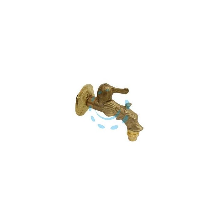 RUBINETTO ARTISTICO IN OTTONE A LEVA ORO ANTICATO attacco M 1/2'