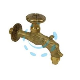 RUBINETTO ARTISTICO IN OTTONE A VITONE ORO ANTICATO attacco M 1/2"