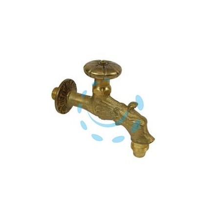 RUBINETTO ARTISTICO IN OTTONE A VITONE ORO ANTICATO attacco M 1/2"