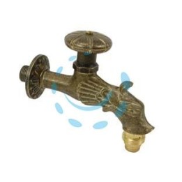 RUBINETTO ARTISTICO IN OTTONE A VITONE BRONZO ANTICATO attacco M 1/2"