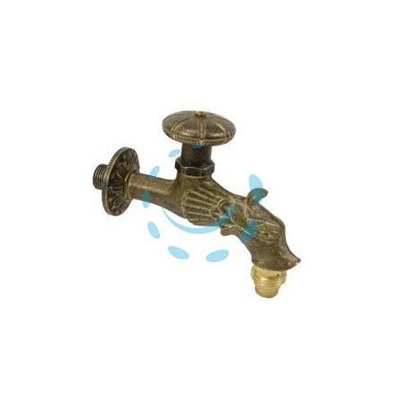 RUBINETTO ARTISTICO IN OTTONE A VITONE BRONZO ANTICATO attacco M 1/2"