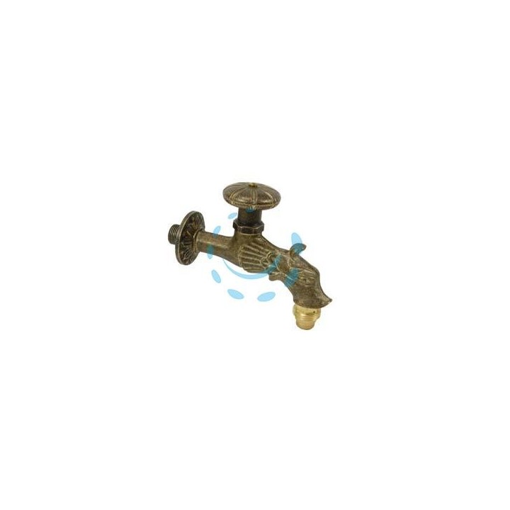 RUBINETTO ARTISTICO IN OTTONE A VITONE BRONZO ANTICATO attacco M 1/2"