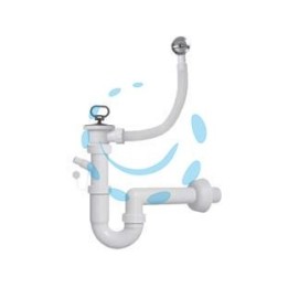 SIFONE MOPLEN A "U" 1 VIA CON SCARICO PILETTA E TROPPO PIENO - 1"1/2 per lavello