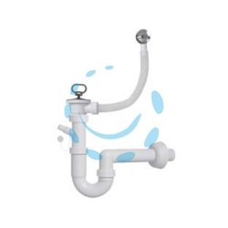 SIFONE MOPLEN A "U" 1 VIA CON SCARICO PILETTA E TROPPO PIENO - 1"1/2 per lavello