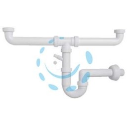 SIFONE MOPLEN A "U" 2 VIE CON SCARICO - 1"1/2 per lavello