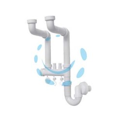 SIFONE MOPLEN LIBERO 2 VIE CON 2 SCARICHI - 1"1/2 per lavello