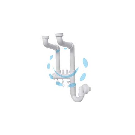 SIFONE MOPLEN LIBERO 2 VIE CON 2 SCARICHI - 1"1/2 per lavello