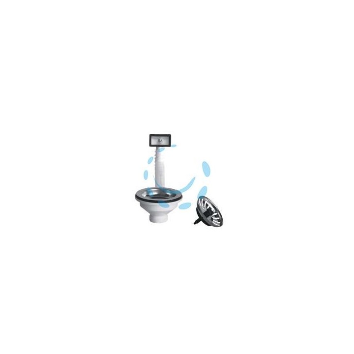 PILETTA MOPLEN CON TAPPO SCATTINO "BASKET" E TROPPO PIENO - 1"1/2 per lavelli inox e sintetici