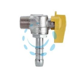 RUBINETTO GAS MASCHIO 1/2" PER METANO a squadro con portagomma ø mm.15