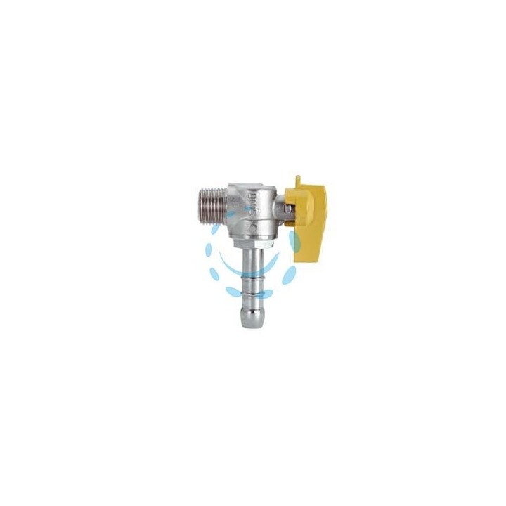 RUBINETTO GAS MASCHIO 1/2" PER METANO a squadro con portagomma ø mm.15