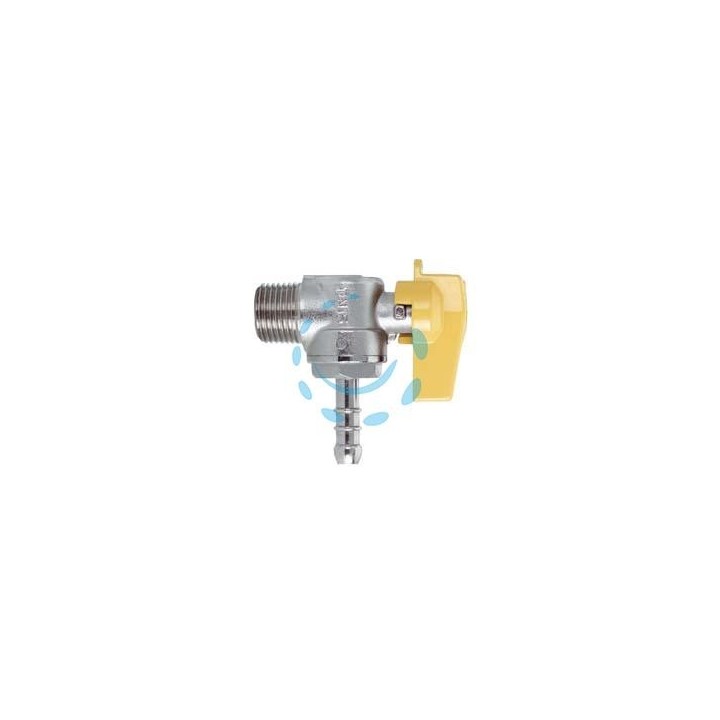 RUBINETTO GAS MASCHIO 1/2" PER GPL a squadro con portagomma ø mm.10