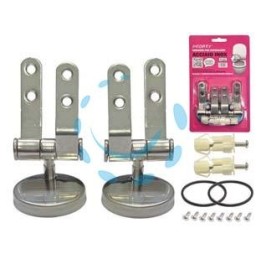 CERNIERE PER SEDILI WC UNIVERSALI BREVETTATE IN ACCIAIO INOX - coppia