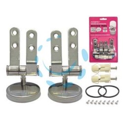 CERNIERE PER SEDILI WC UNIVERSALI BREVETTATE IN ACCIAIO INOX - coppia