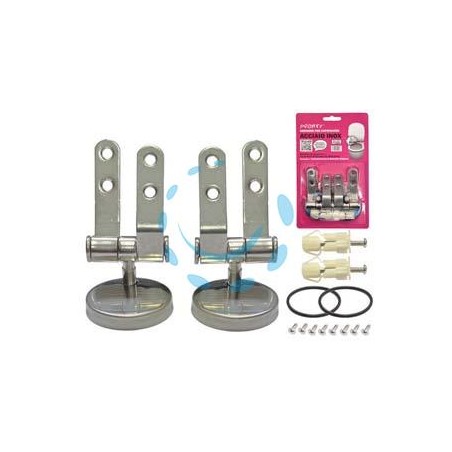 CERNIERE PER SEDILI WC UNIVERSALI BREVETTATE IN ACCIAIO INOX - coppia