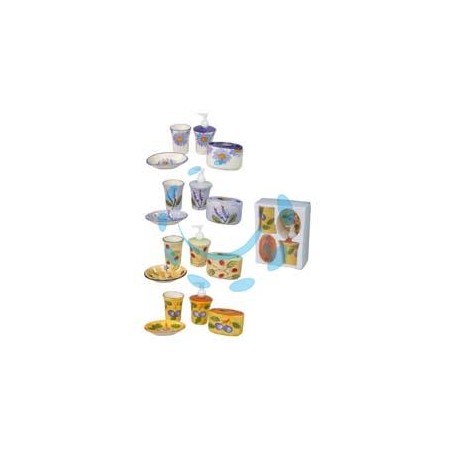 SET BAGNO IN CERAMICA DECORATA COLORATA 