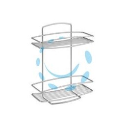 MENSOLA BAGNO CUCINA RETTANGOLARE A 2 PIANI SERIE ONDA - cm.26x11x35