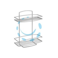 MENSOLA BAGNO CUCINA RETTANGOLARE A 2 PIANI SERIE ONDA - cm.26x11x35