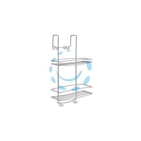 MENSOLA BAGNO CUCINA A 2 PIANI PER DOCCIA A SELLA SERIE ONDA - cm.26x20x58