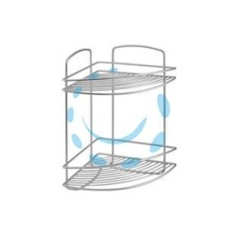 MENSOLA BAGNO CUCINA ANGOLARE A 2 PIANI SERIE ONDA - cm.22x22x35